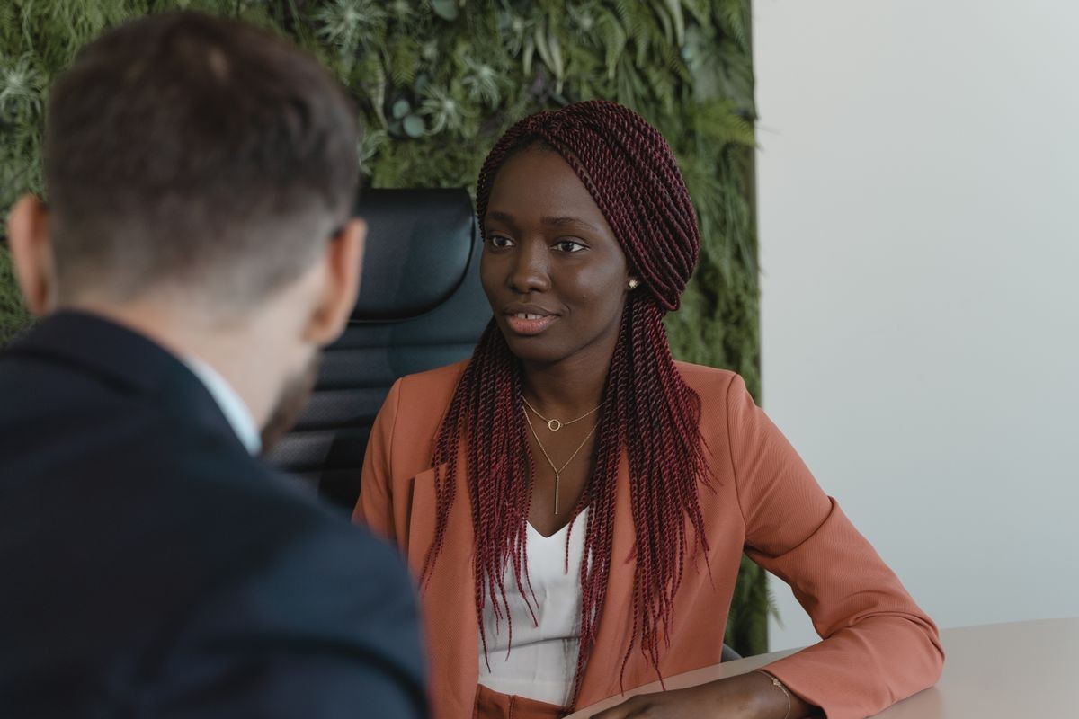 Young woman in a job interview